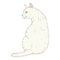 Sitting White Cat. Vector Cartoon Illustration