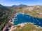 Sivota panorama in Lefkada Greece with yachts in the harbour