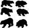 Six bear silhouettes