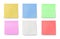 Six Blank Sticker notes isolated on white background. Mockup sticky Note Paper. Use post it notes to share idea on sticky note.