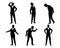 Six businessman silhouettes