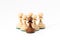 Six chess pawns in the pyramid form