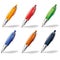 Six colored ballpoint pens