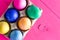 Six colorful hand decorated Easter eggs