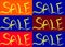 Six colourful sale signs background