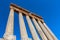 Six columns and enteblature of the colossal Temple of Jupiter in Baalbek, Lebanon