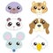 Six cute cartoon animal head