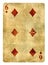 Six of Diamond Vintage playing card - isolated on white