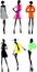 Six Fashion Girls Silhouette.