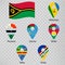 Six flags the Provinces of Vanuatu - alphabetical order with name. Set of 2d geolocation signs like flags Provinces of Vanuatu