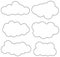 Six fluffy clouds icon set with a soft outline