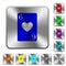 Six of hearts card rounded square steel buttons