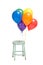 Six Helium Balloons Tied To Stool