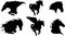 Six horses silhouette