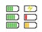 Six Levels of battery charging icon including Full Empty Charging