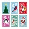 Six multi-colored stamps for Christmas card