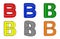 Six multicolored letter B 3d