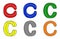 Six multicolored letter C 3d