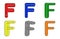 Six multicolored letter F 3d