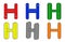 Six multicolored letter H 3d