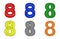 Six multicolored number eight 3d