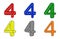 Six multicolored number four 3d