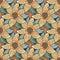 Six petal wildflower vector seamless pattern. Orange green botanical background with hand drawn meadow flowers in arts