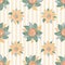 Six petal wildflower vector seamless pattern. Pastel botanical background with hand drawn meadow flowers in arts crafts