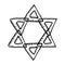 The six-pointed star of David. The Jewish sign. Hand draw. Doodle, a sketch. Vector illustration