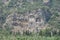 Six rock tombs at ancient Kaunos in Turkey