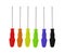 Six screwdrivers with colorful handles