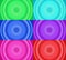 six sets of circle radial gradient abstract background. green, blue, purple, pink and red