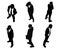 Six silhouettes of businessmen