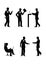 Six silhouettes of businessmen