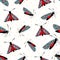 Six spot burnet butterfly seamless vector pattern background. Day flying moth illustration.Scottish coastal insect