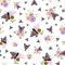 Six spot burnet butterfly seamless vector pattern background. Day flying moth meadow flower backdrop. Scottish coastal