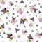 Six spot burnet butterfly seamless vector pattern background. Day flying moth tartan backdrop. Scottish coastal insect