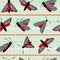 Six spot burnet butterfly seamless vector pattern background. Day flying moth tartan backdrop. Scottish coastal insect