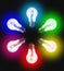 Six standard electric bulbs, in the color of the rainbow