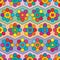 Six star hexagon chevron colorful symmetry seamless pattern