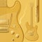 Six string electric guitar in gold shades