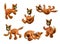 Six toy plasticine figures depicting a red cat