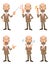 Six types of poses and gestures of elderly men wearing a suit