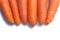 Six ugly carrots isolated on a white background