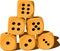 Six wood playing dices