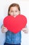 Six-Year Girl Hold Big Red Heart