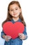 Six-Year Girl Hold Big Red Heart