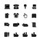 Sixteen black computer icons