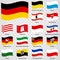 Sixteen flags of the lands  Germany - alphabetical order with name and flag Federal Republic of Germany. Germany Waving Flags for