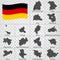 Sixteen Maps German lands - alphabetical order with name. Every single map of state are listed and isolated with wordings and titl